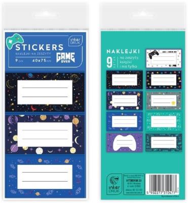 Opakowanie Naklejki na zeszyty 9 sztuk Game over 12 blistrów