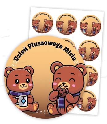 Opakowanie Naklejki okolicznościowe dzień misia 6cm 24szt