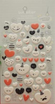 Naklejki ozdobne wypukłe Serca. Wydawca: Suatelier. SmakLiter.pl Opakowanie Naklejki ozdobne wypukłe Serca