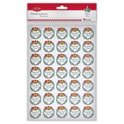 Opakowanie Naklejki papier wianek z dzwonkami Wesołych Świąt