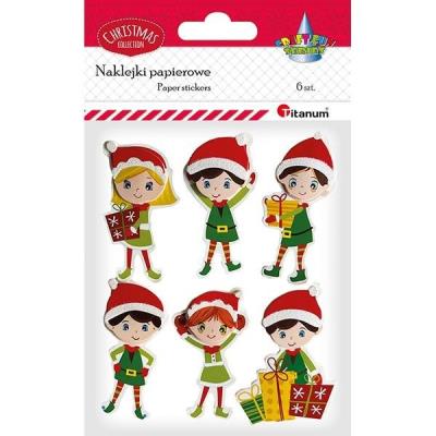 Opakowanie Naklejki papierowe Elfy Mikołaja 6szt