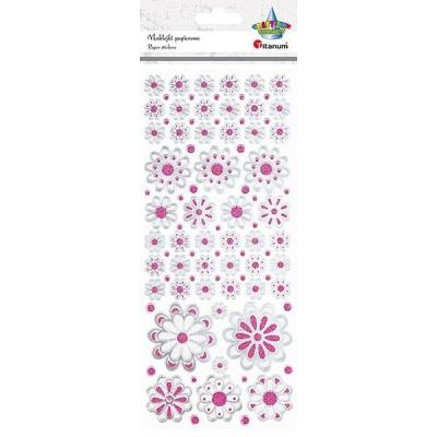 Opakowanie Naklejki papierowe kwiaty metaliczne mix 89szt.