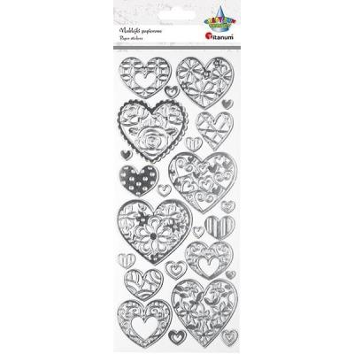 Opakowanie Naklejki papierowe serca z dekorem mix 24szt.