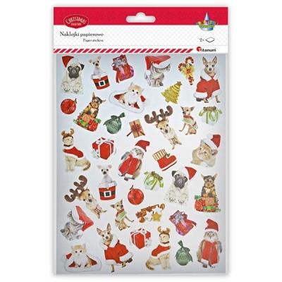 Opakowanie Naklejki papierowe świątecznie psy i koty 72szt
