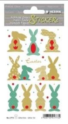 Opakowanie Naklejki papierowe złote zajączki