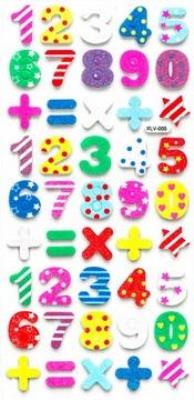 Opakowanie Naklejki piankowe brokatowe cyfry