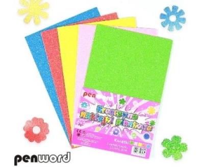 Opakowanie Naklejki piankowe brokatowe kwiatki 20,3 x 31,2cm mix 5 kol.