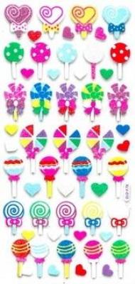 Opakowanie Naklejki piankowe brokatowe lizaki