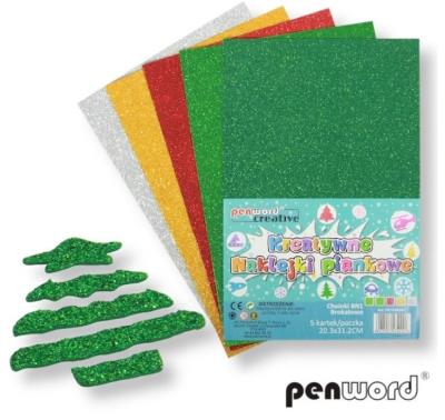 Opakowanie Naklejki piankowe choinki 20,3x31,20cm 5szt