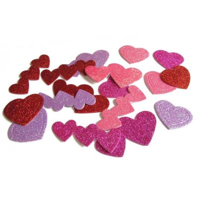 Opakowanie Naklejki piankowe serduszka brokatowe