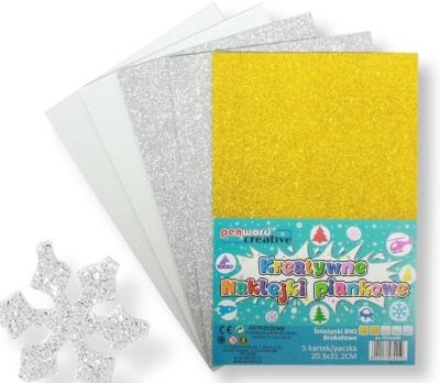 Opakowanie Naklejki piankowe śnieżynki 20,3x31,20cm 5szt