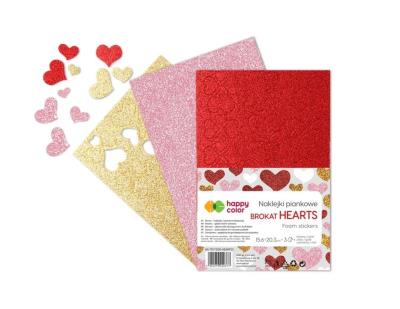 Naklejki Serca brokatowe A5 3szt mix HAPPY COLOR. Wydawca: GDD. SmakLiter.pl Opakowanie Naklejki Serca brokatowe A5 3szt mix HAPPY COLOR