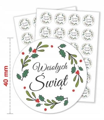 Opakowanie Naklejki świąteczne białe 4cm 48szt
