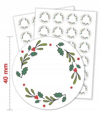 Opakowanie Naklejki świąteczne białe 4cm 48szt