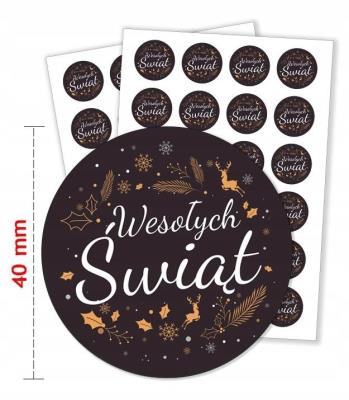 Opakowanie Naklejki świąteczne czarne 4cm 48szt