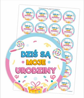 Opakowanie Naklejki urodzinowe - Dziś są moje urodziny 24szt