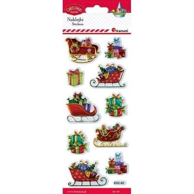 Opakowanie Naklejki wypukłe miękkie sanie i prezenty 10szt