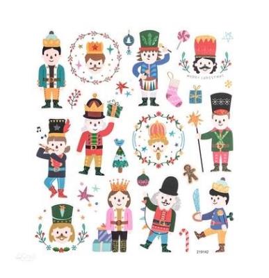 Naklejki z brokatem dziadek do orzechów 25szt. Wydawca: Dalprint. SmakLiter.pl Opakowanie Naklejki z brokatem dziadek do orzechów 25szt