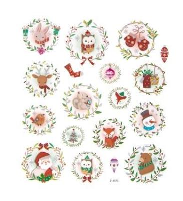Opakowanie Naklejki z brokatem świąteczka wianuszki 18szt