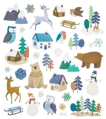 Opakowanie Naklejki z brokatem zimowy pejzaż 33szt