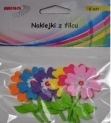 Opakowanie Naklejki z filcu kwiatki 6szt