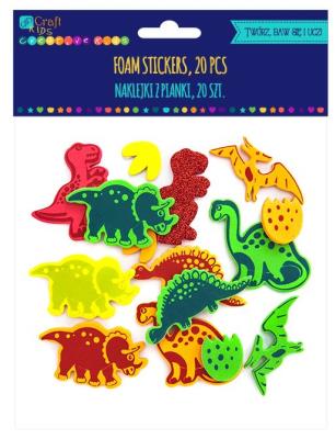 Naklejki z pianki Dinozaury 20 sztuk. Wydawca: DP CRAFT. SmakLiter.pl Opakowanie Naklejki z pianki Dinozaury 20 sztuk
