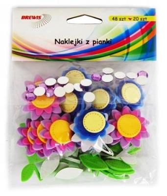 Opakowanie Naklejki z pianki kwiatki + cyrkonie