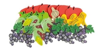 Opakowanie Naklejki z pianki owoce i warzywa 51szt