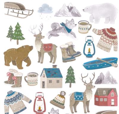 Opakowanie Naklejki zimowa kraina 26szt