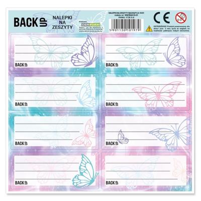 Opakowanie Nalepki na zeszyty BackUp Motyle (25szt)