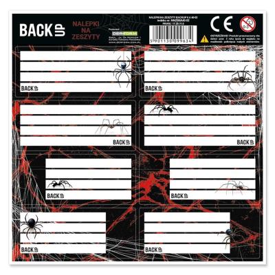 Opakowanie Nalepki na zeszyty BackUp Pająki (25szt)