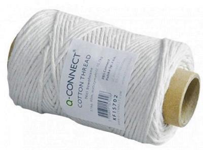 Nici bawełniane 100g 80m białe. Wydawca: Q-CONNECT. SmakLiter.pl Opakowanie Nici bawełniane 100g 80m białe