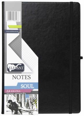 Notes A4 Soul kratka czarny. Wydawca: ELEFANT. SmakLiter.pl Opakowanie Notes A4 Soul kratka czarny