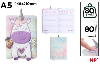 Opakowanie Notes A5/80K pluszowy Jednorożec