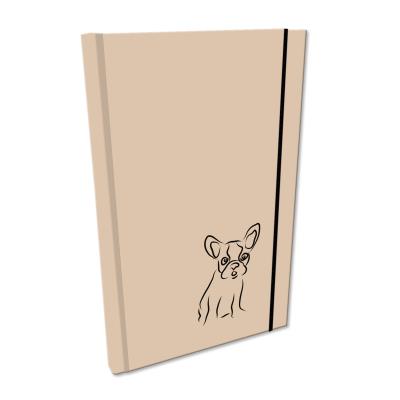 Opakowanie Notes A5 gładki z gumką Soft Touch lakier UV buldog beż