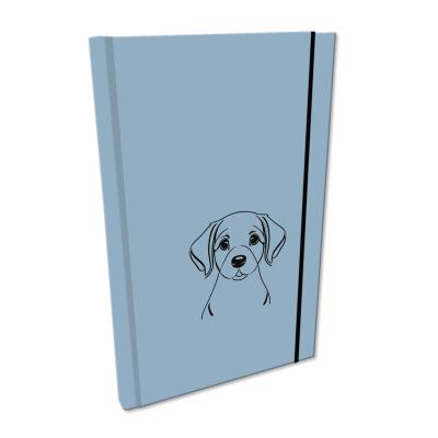 Opakowanie Notes A5 gładki z gumką Soft Touch lakier UV pies labrador niebieski
