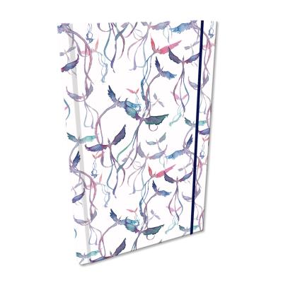 Opakowanie Notes A5 kratka z gumką Soft Touch malowane ptaki