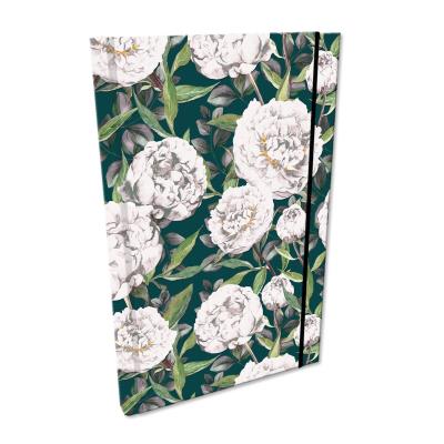 Opakowanie Notes A5 kratka z gumką Soft Touch Peonie w zieleni