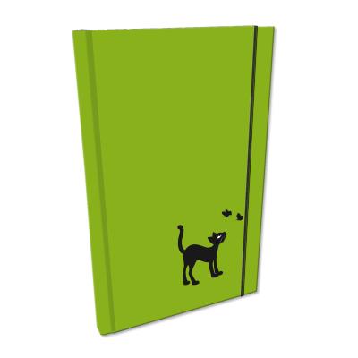 Opakowanie Notes A5 z gumką kratka soft touch uv kot w zieleni BB230024