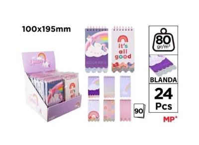 Opakowanie Notes na spirali Unicorn 10x19,5cm MIX