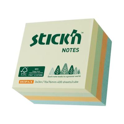 Opakowanie Notes samoprzylepny 76x76mm 4 kolory pastel 400k.
