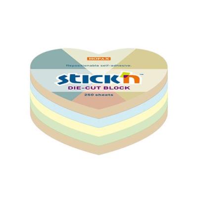 Opakowanie Notes samoprzylepny serce Hopax Stick'n 64x67mm mix 4 kolorów recykling 250k