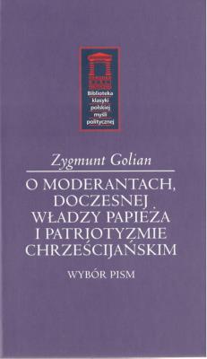 Okładka książki O moderantach, doczesnej władzy papieża i patriotyzmie chrześcijańskim
