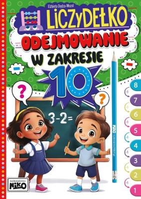 Odejmowanie w zakresie 10. Liczydełko. Autor: Elżbieta Dędza-Mozol. SmakLiter.pl Okładka książki Odejmowanie w zakresie 10. Liczydełko
