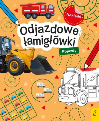 Odjazdowe łamigłówki z naklejkami. Pojazdy. Autor: Opracowanie zbiorowe. SmakLiter.pl Okładka książki Odjazdowe łamigłówki z naklejkami. Pojazdy