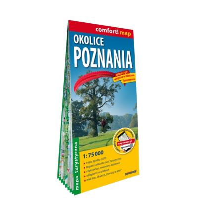 Okolice Poznania laminowana mapa turystyczna 1:75 000. Autor: Opracowanie zbiorowe. SmakLiter.pl Okładka książki Okolice Poznania laminowana mapa turystyczna 1:75 000