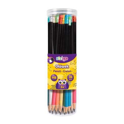 Opakowanie Ołówek czarny z gumką HB (36szt) STRIGO