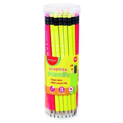 Opakowanie Ołówek drewniany z gumką fluo trójkątny (48szt)