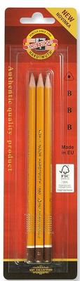Opakowanie Ołówek grafitowy Triograph Koh-i-Noor B na blistrze 3 sztuki 1580