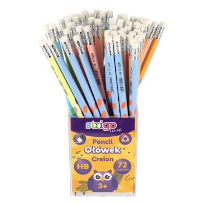 Opakowanie Ołówek plastikowy HB z gumką (72szt) STRIGO